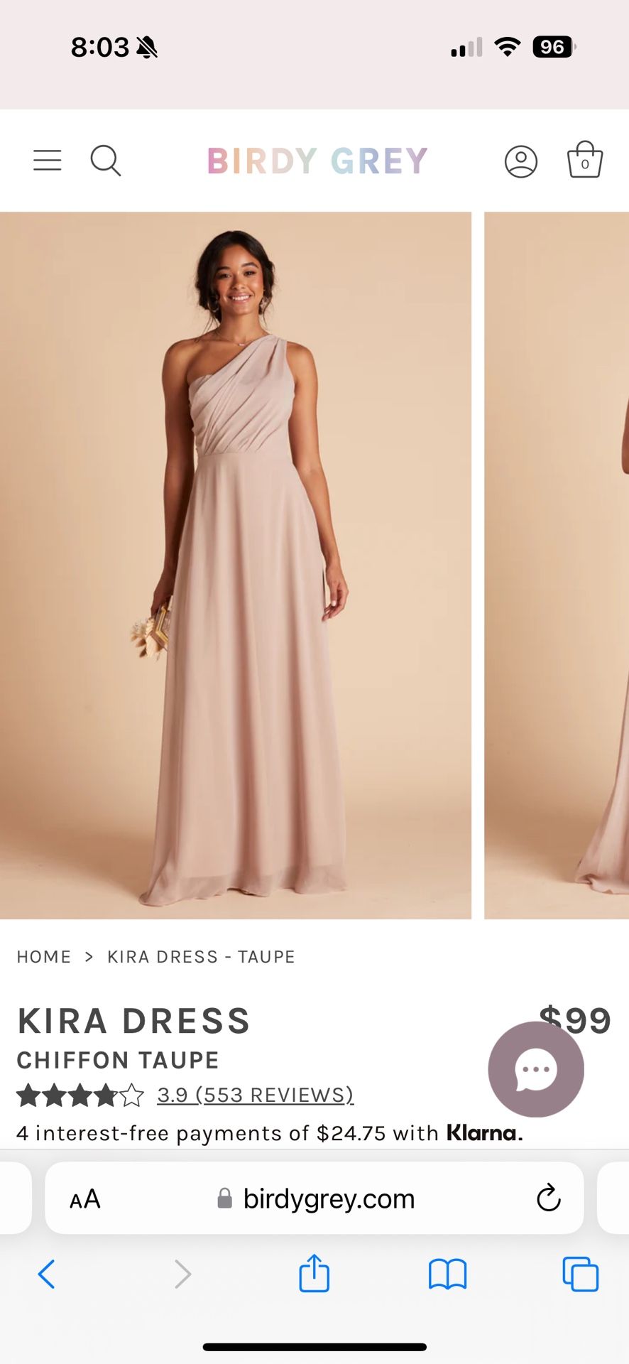 Taupe Bridesmaid Dress size Small