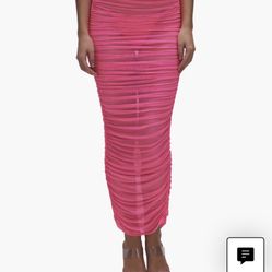 Good American Ruched Mesh Cover-Up Maxi Skirt