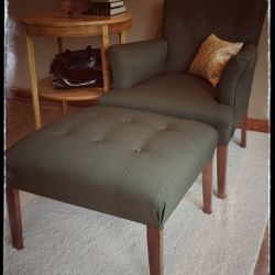 MCM tufted chair and matching ottoman