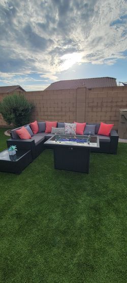 Patio set with fire pit
