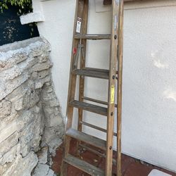 Vintage Werner Wood Ladder Works Great Solid 6’