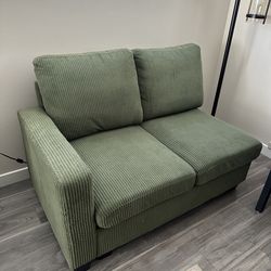 Comfy Green Loveseat with Removable Arm