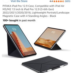 PITAKA iPad Pro 12.9 Case, Compatible with iPad Air M3/M2 13 Inch & iPad Pro 12.9 (3-6th Gen) 2022/2021/2020/2018, Lightweight Portrait/Landscape Magn
