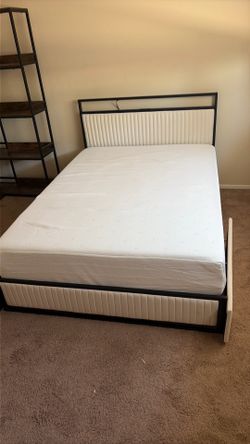 Full Size Beige Bed Frame