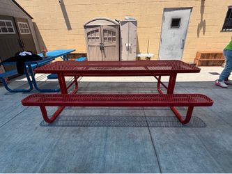Red U-Line Picnic Bench