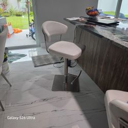 Bar Stool Stainless And White Faux Leather