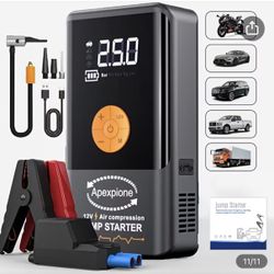 5-in-1 Jump Starter Box: Car Jump Starter with Air Compressor, Jump Starter Battery Pack with Digital Tire Inflator, Car Battery Charger with USB Char