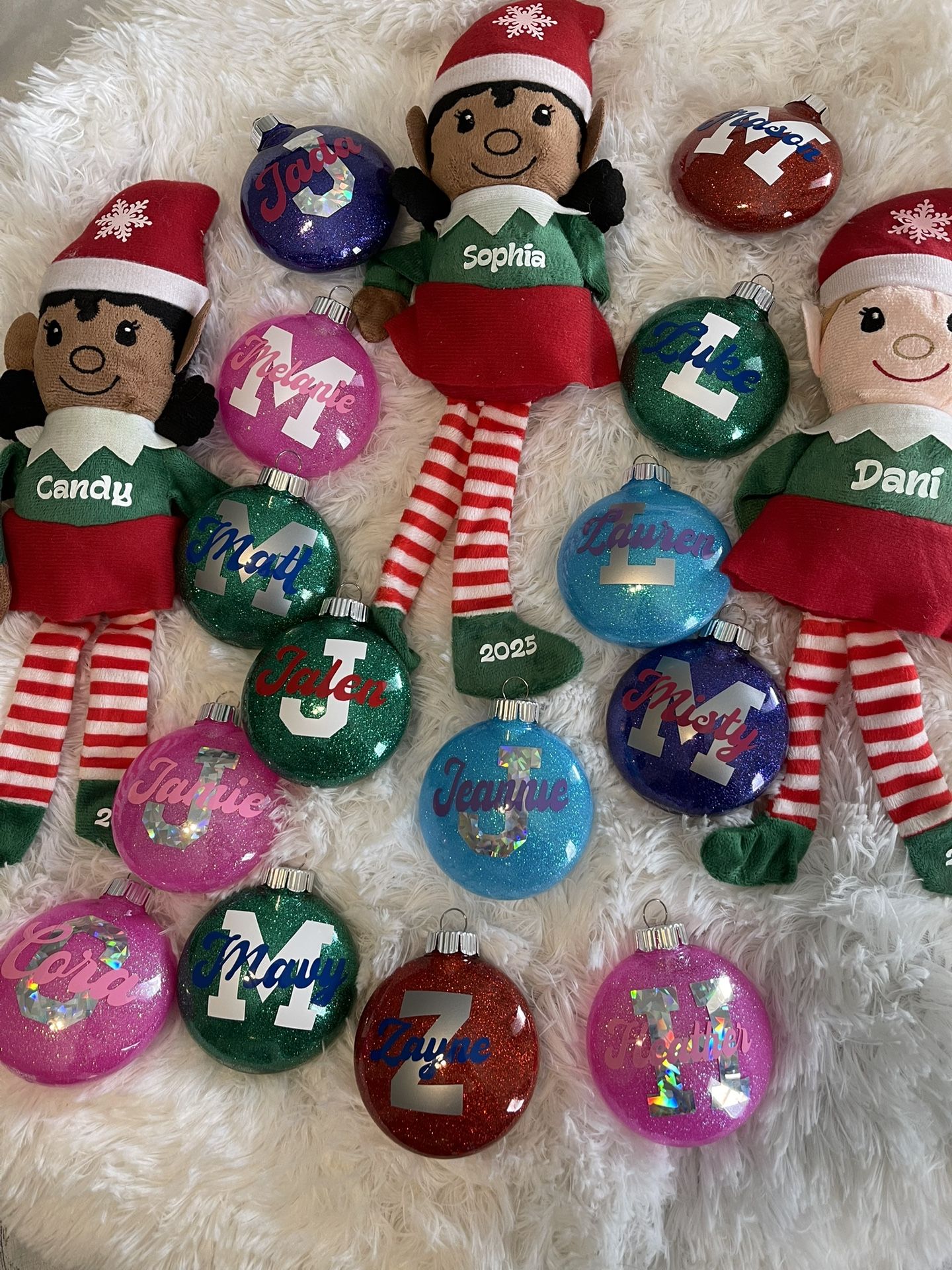 Personalized Elves And Christmas Ornaments