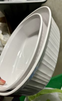 Two Casserole White Dishes No Chips Like New