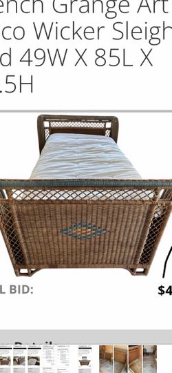French Grange Wicker Sleigh Bed