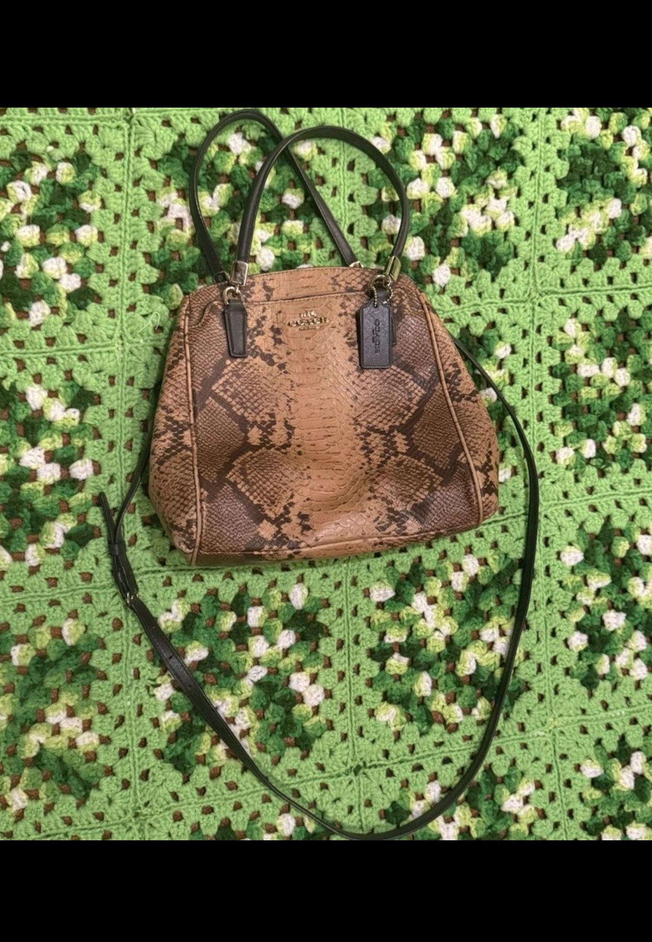 Coach Minetta Python Embossed Satchel Crossbody Bag Purse Classic Retro