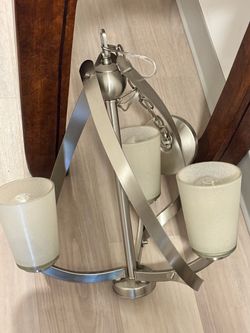 3-Light Brushed Nickel Chandelier with Glass Shades