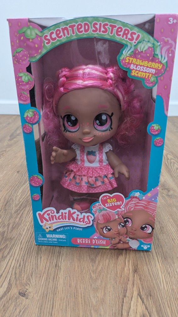 Kindi Kids Berri D'Lish Strawberry Blossom Scent Sister 10” Doll Pink - New