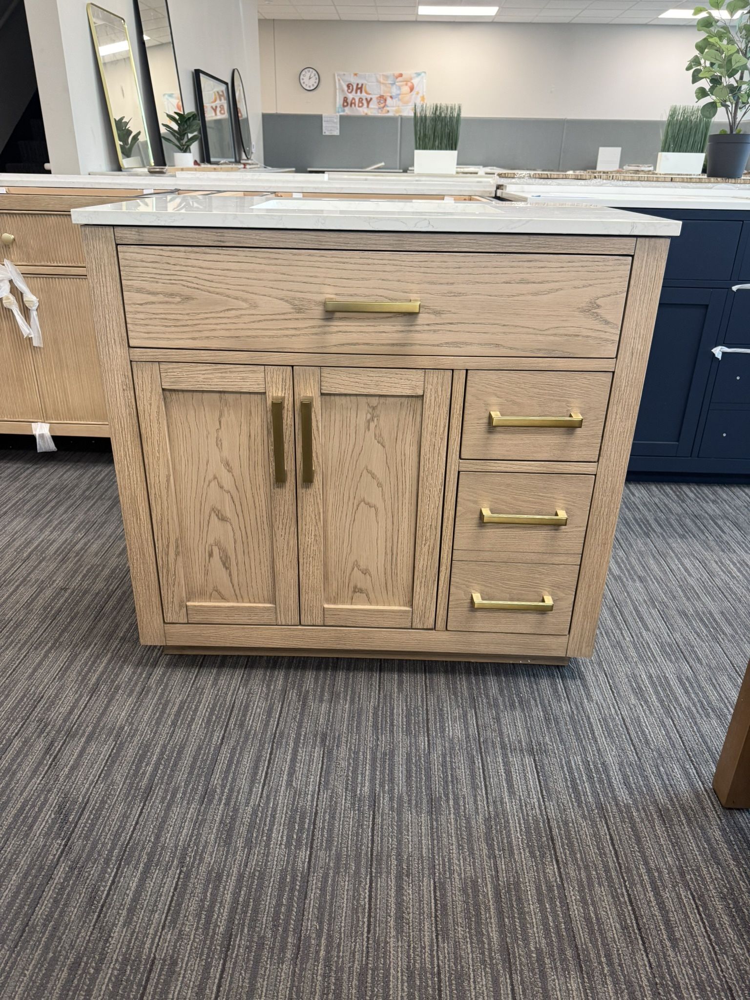 36” Bathroom Vanity In White Oak Color