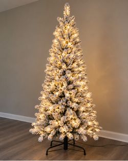7 ft Flocked Pre-Lit Christmas Tree