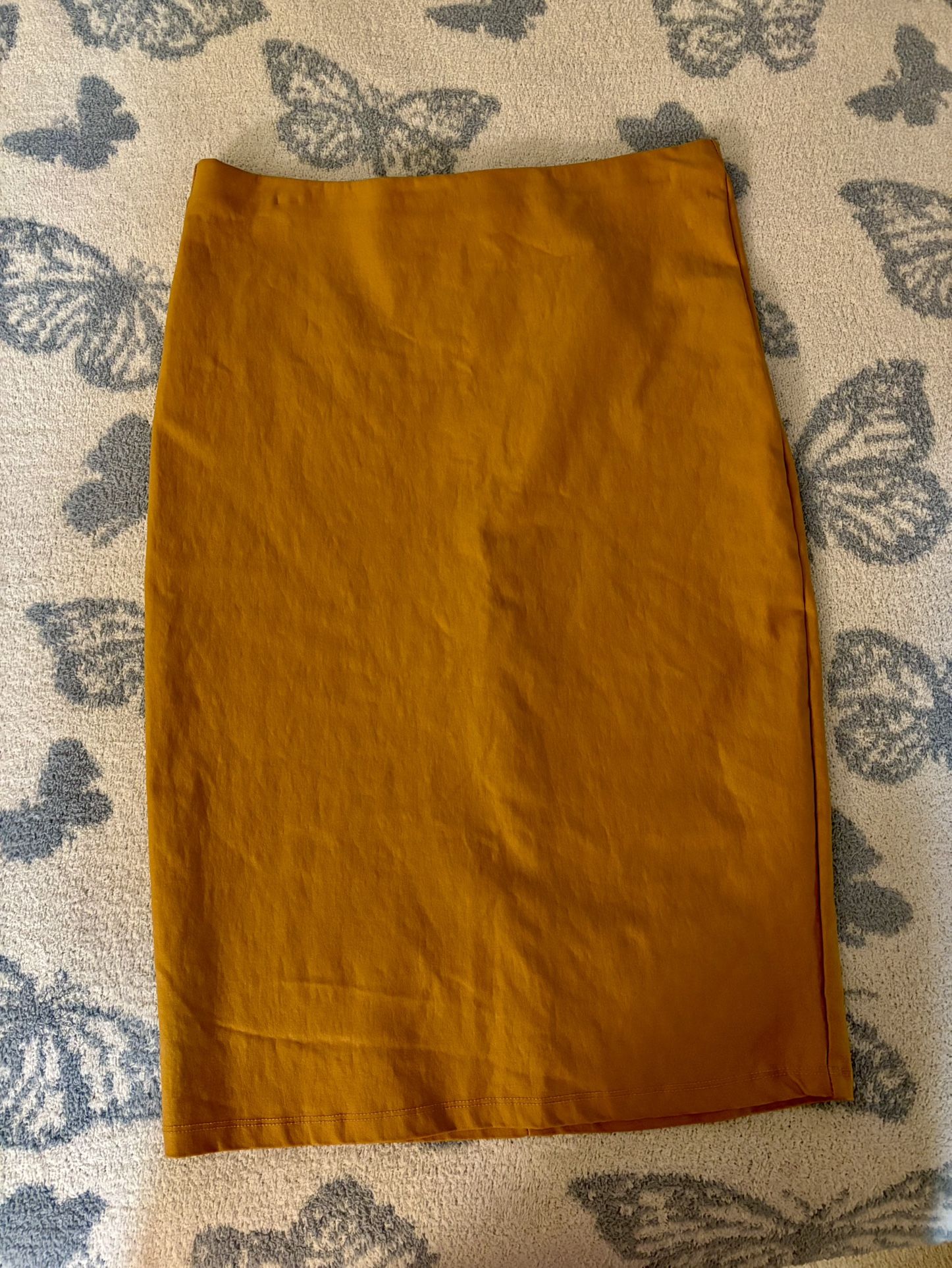 Faux Leather Mustard Pencil Skirt