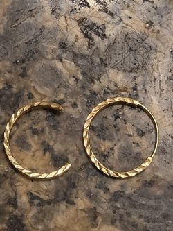 2 MM WIDE HOOK INDIAN STYLE BALI HANDMADE DIAMOND CUT REAL GOLD EARRING JEWELRY