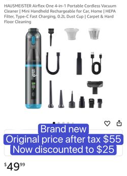 4-in-1 Portable Cordless Vacuum Cleaner | Mini Handheld Rechargeable for Car, Home | HEPA Filter, Type-C Fast Charging, 0.2L Dust Cup | Carpet & Hard 
