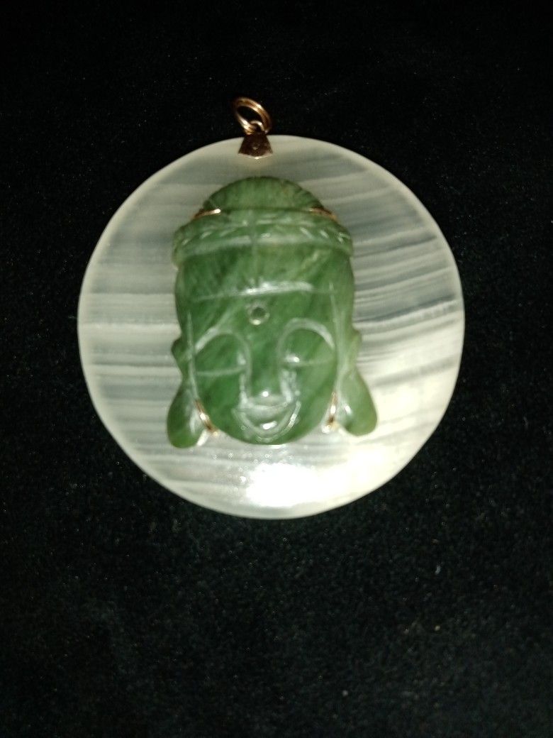 LargeJade Buddha made Out Of Jade With14kt Gold Gold Clasp!