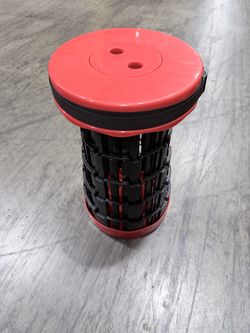 Portable Collapsible Telescoping Stool - 400 lb Capacity - Red and Black