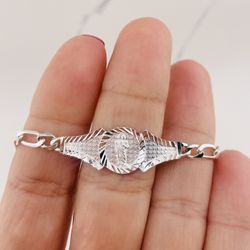 925 Sterling Silver Bracelet Figaro San judas  Pulsera En Plata De Joven O Mujer 