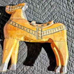 Carved Wooden Folk Art Horse - Vintage