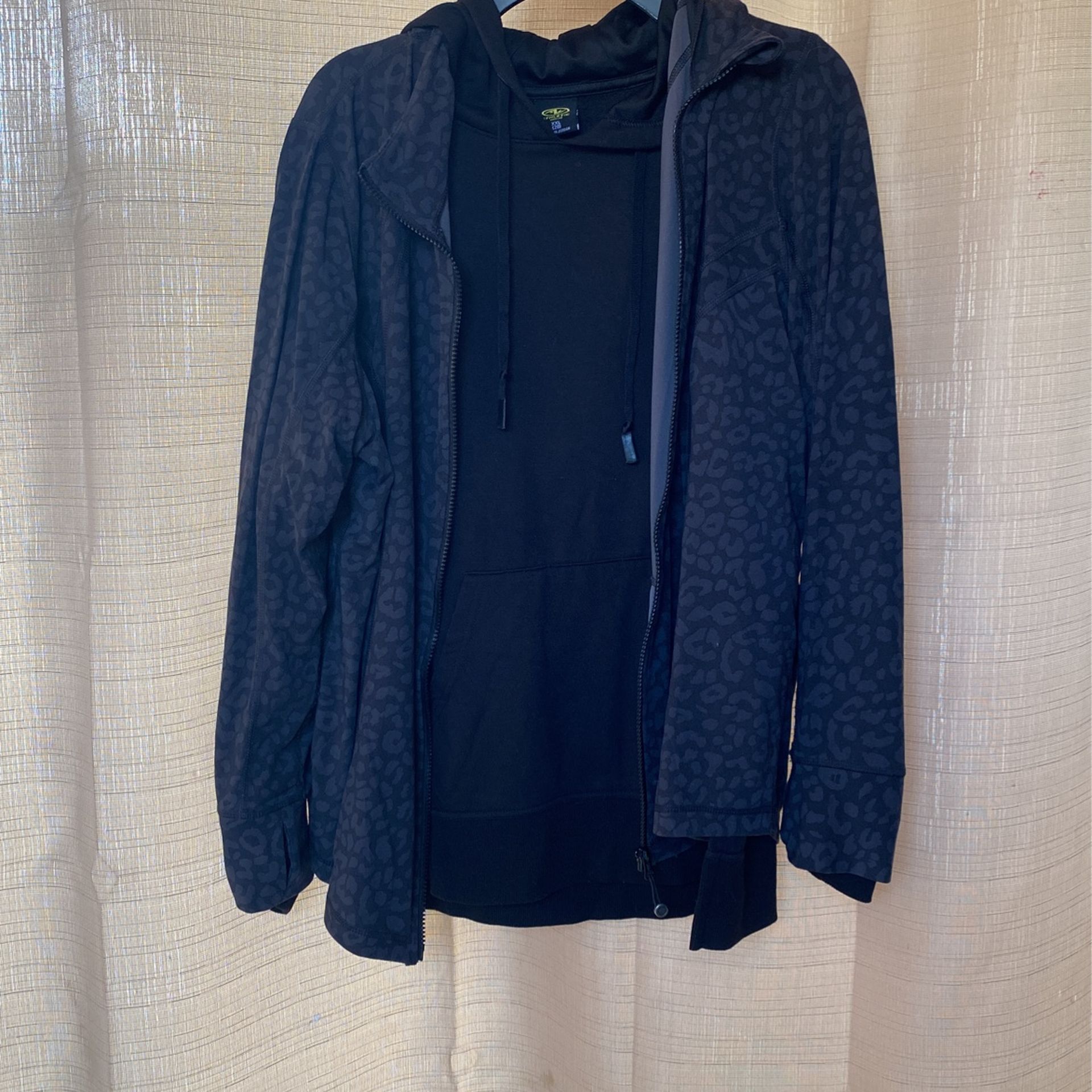 Woman Leopard Track Jacket & Black Hoodie