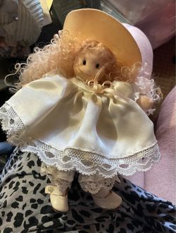 Small Vintage Collectible Doll with Lace Dress