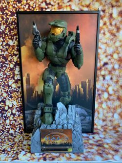 Halo 2 - Master Chief “Earth Will Never Be The Same” Standee Display - Microsoft Xbox Live 2004 (42” x 26” x 11.5”) Large Scale Diorama 3D Art Display