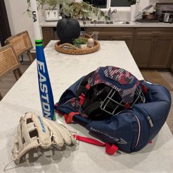 Bundle bat glove helmet backpack