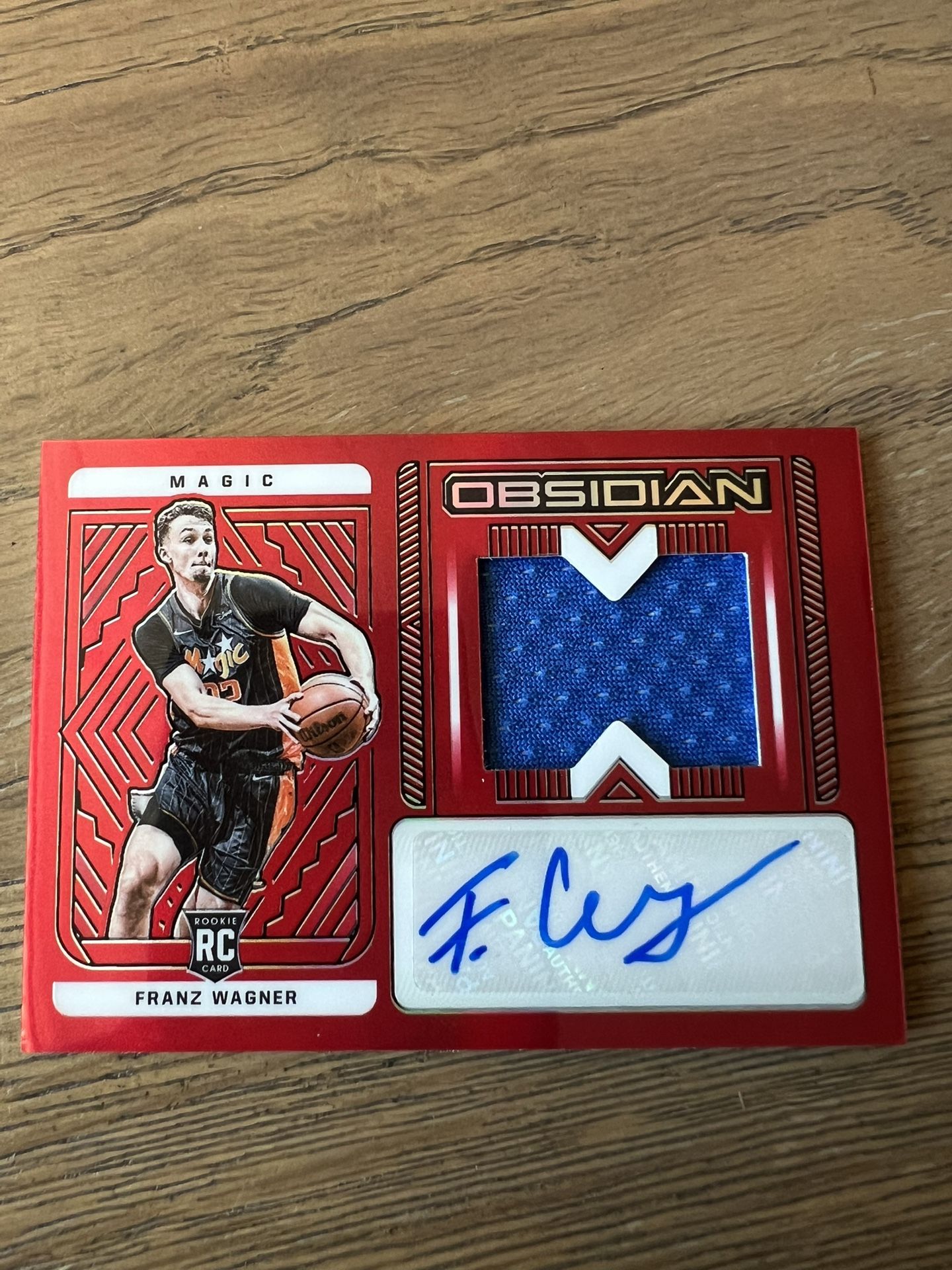 2021-22 Panini Obsidian Franz Wagner #204 Red Flood RC Auto Patch-Orlando Magic