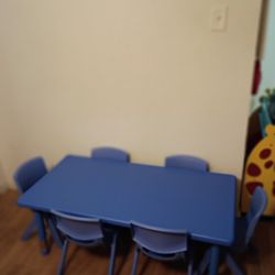 Blue Table And 6 Chairs 