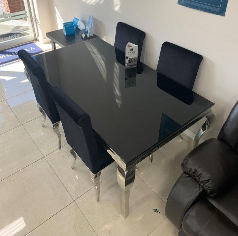 Ada Black Glass Dining Set Furniture