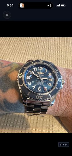 Breitling Super Ocean II in blue w/blue strap