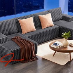 New! Luxurious Soft Touch Midnight-Madness  Sofa Sectional W/QUEEN SLEEPER!