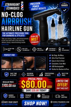 Premium Barber Enhancement Kit – Airbrush Gun, Hair Fibers, Fiber Hold Spray & Jet Black Dye