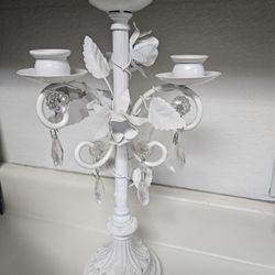 Shabby Chic White Candalabra