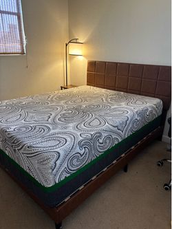 Modern Queen Bed Frame + Mattress Set
