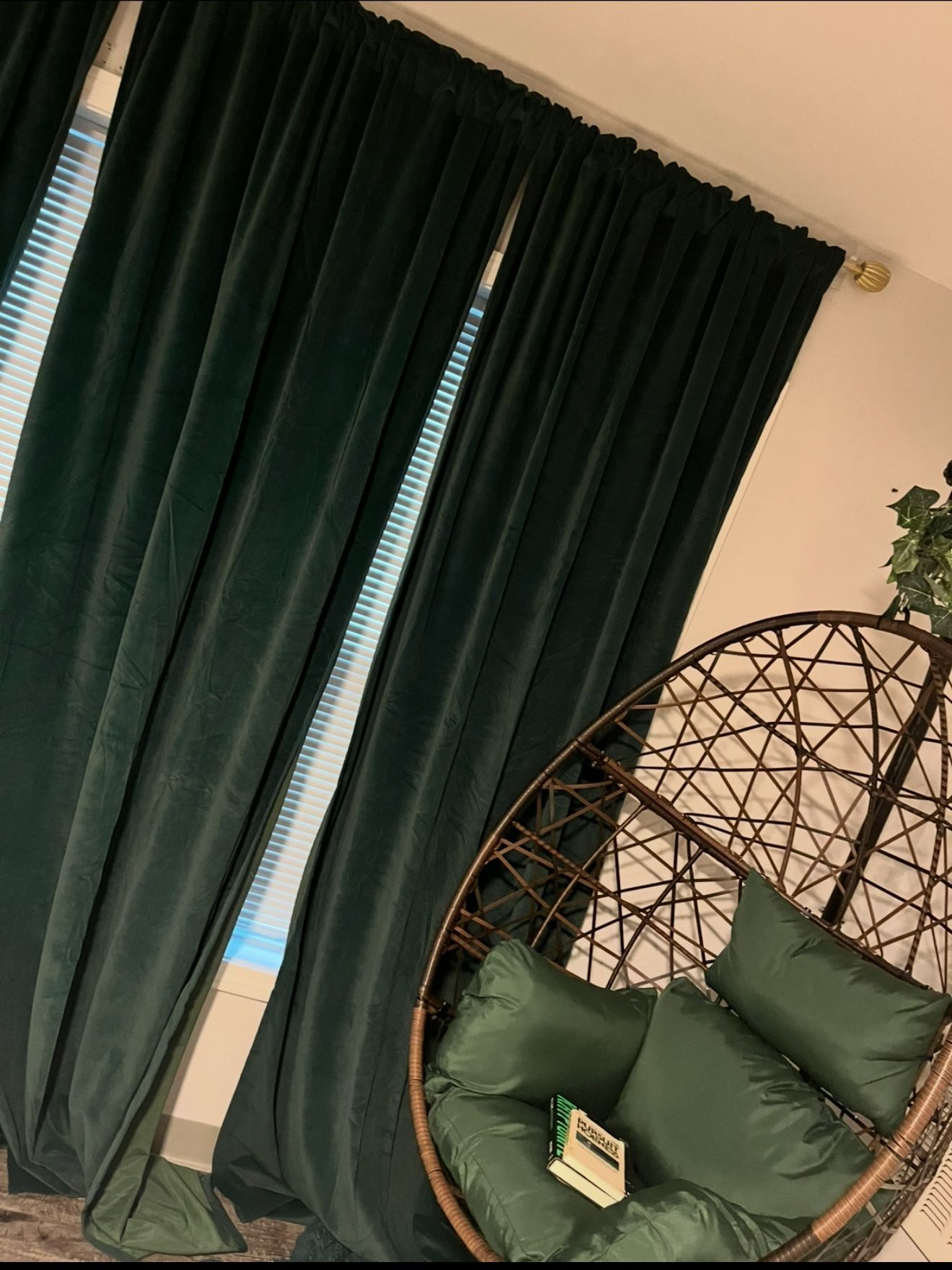 Like New Egg Chair W/dark Green Pillow