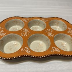 Temptations By Tara Floral Lace Orange Muffin Pan