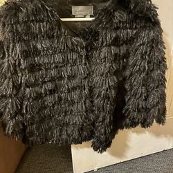 Anthropologie Women’s Faux Shag Fur Open Front Jacket