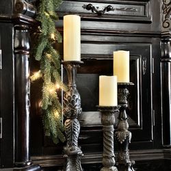 $40 3 LARGE PILLAR CANDLE HOLDERS