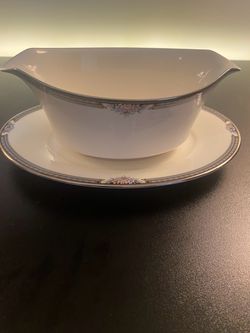 Noritake Halifax Fine China Serving Set - Round Bowl & Gravy Boat (#7729)