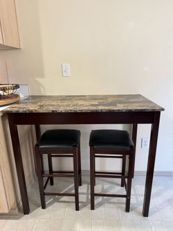 3-Piece Table Faux Marble Tavern Set
