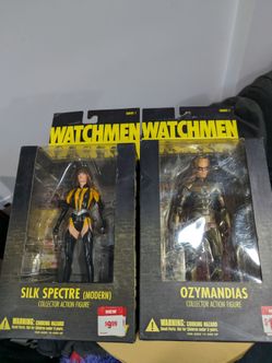 Watchmen figurines set of two, damaged boxes, unopened.