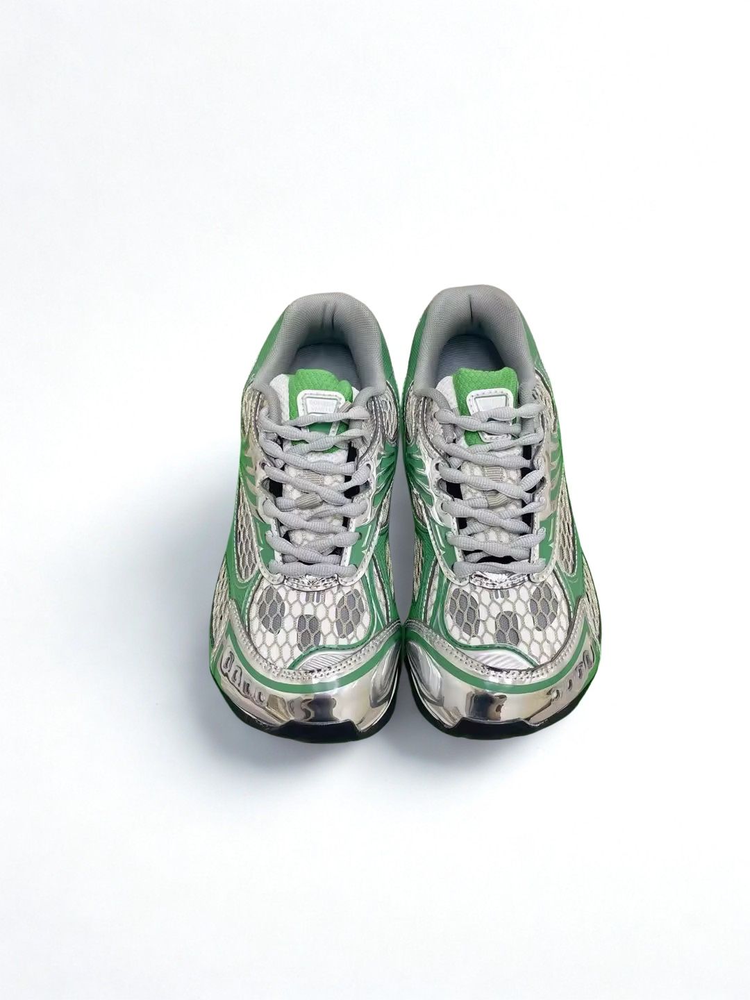 green and silver shoes boteg