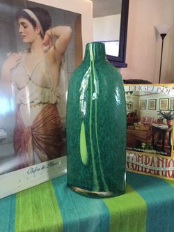 Green glass vase