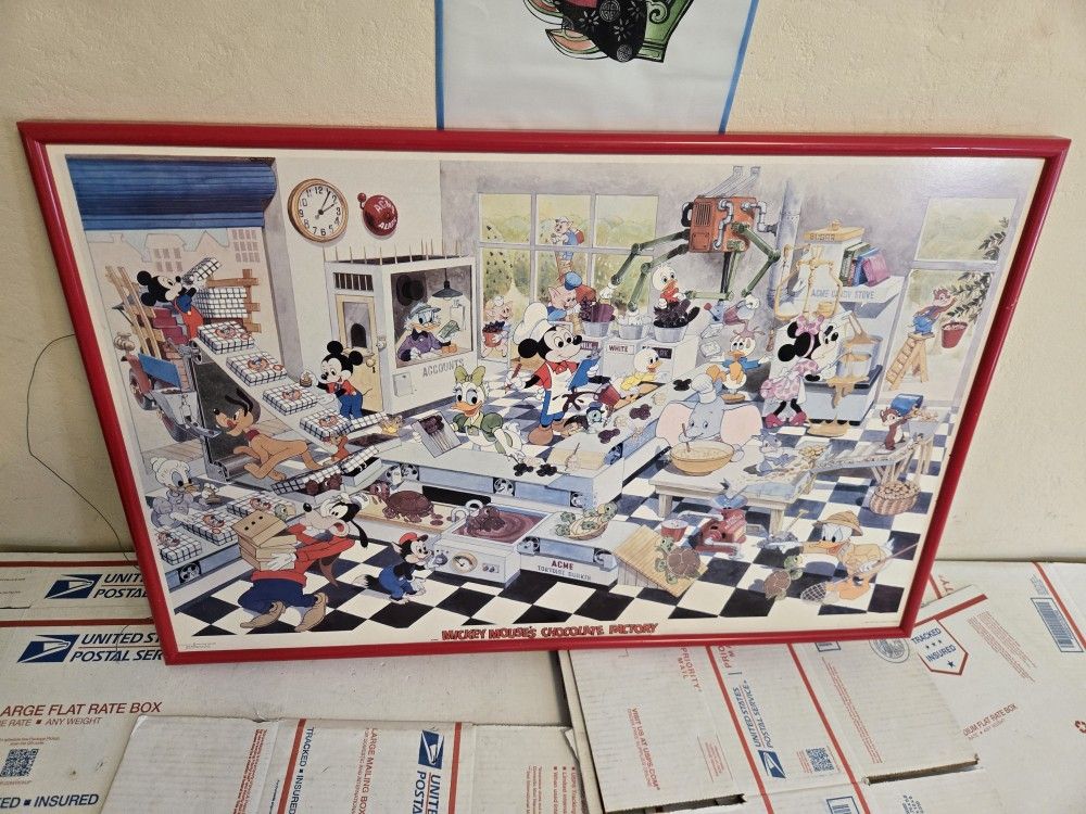 Disney Mickey Mouse's Chocolate Factory 1986 Poster Framed