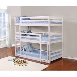 Brand New White Triple Twin Bunk Bed