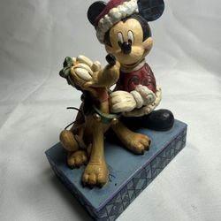 Jim Shore Disney Traditions Mickey & Pluto Christmas Figurine – Holiday Decor